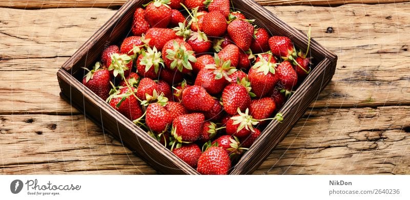 Schachtel Erdbeeren reif Lebensmittel Beeren rot Frucht frisch saftig süß organisch grün Gesundheit Nahaufnahme geschmackvoll Sommer Dessert Frische Blatt