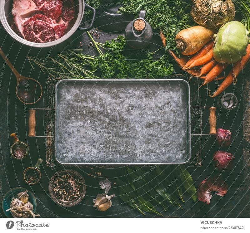 Hintergrund für Fleischbrühe, Suppen und Eintöpfe Lebensmittel Gemüse Kräuter & Gewürze Öl Ernährung Mittagessen Abendessen Bioprodukte Diät Geschirr Topf