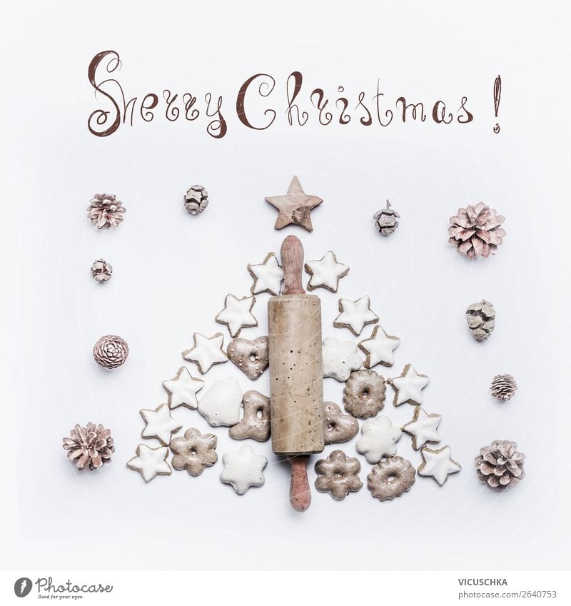 Weihnachtskarte mit Teigrolle und Lebkuchen Stil Design Freude Winter Feste & Feiern Weihnachten & Advent Dekoration & Verzierung Ornament Tradition