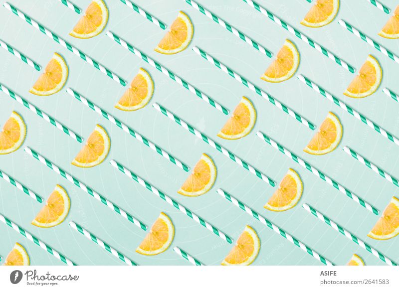 Limonadenmuster auf aquamarinem Hintergrund Frucht Saft Design Sommer Dekoration & Verzierung Menschengruppe frisch trendy lustig natürlich oben blau gelb