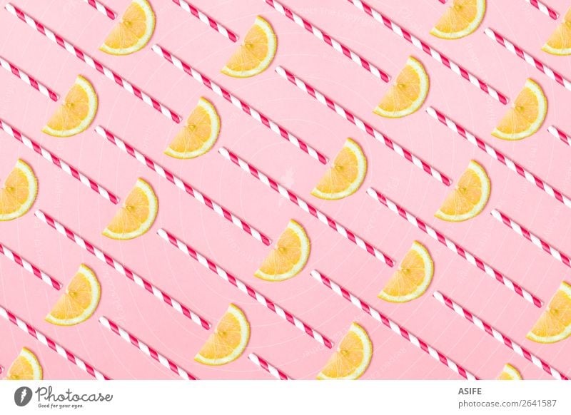 Limonadenmuster auf rosa Hintergrund Frucht Saft Design Sommer Dekoration & Verzierung Menschengruppe frisch trendy lustig natürlich oben Zitrone Stroh Entwurf