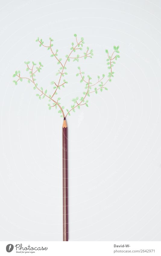 art Bildung Wissenschaften Kunst Kunstwerk Gemälde Umwelt Natur Urelemente Erde Klima Klimawandel Pflanze Baum Blatt Grünpflanze Wald Wachstum Farbstift