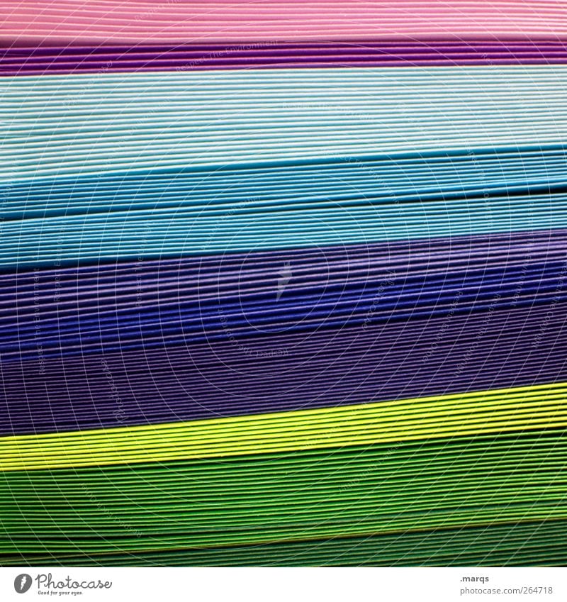 Landscape Werbebranche Dekoration & Verzierung Papier Linie blau grün violett rosa Farbe Ordnung Stapel viele Basteln Kreativität Schreibwaren Design gestalten