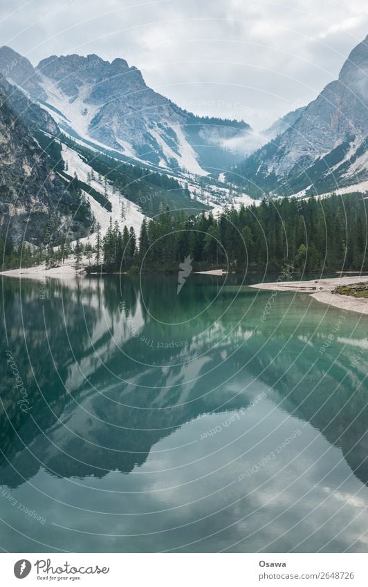 Pragser Wildsee - Lago di Braies Umwelt Natur Landschaft Baum Wasser Himmel Himmel (Jenseits) Wolken Alpen Berge u. Gebirge Südtirol See wandern blau grün ruhig