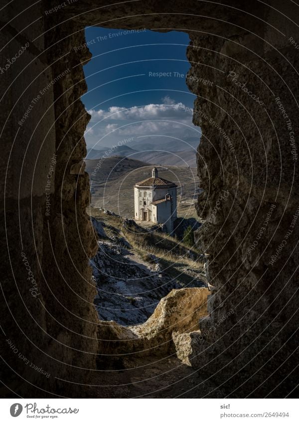 Rocca Calascio Ferien & Urlaub & Reisen Tourismus Ausflug Berge u. Gebirge Landschaft Himmel Wolken Horizont Schönes Wetter Felsen Abruzzen Italien Europa