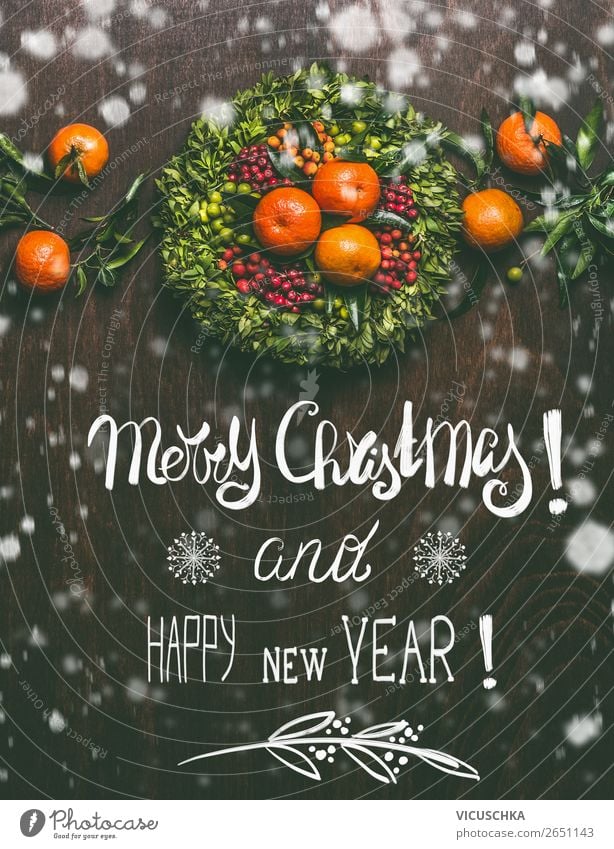 Merry Christmas and Happy New Year - Weihnachtskarte kaufen Stil Design Winter Dekoration & Verzierung Feste & Feiern Weihnachten & Advent Ornament Stimmung