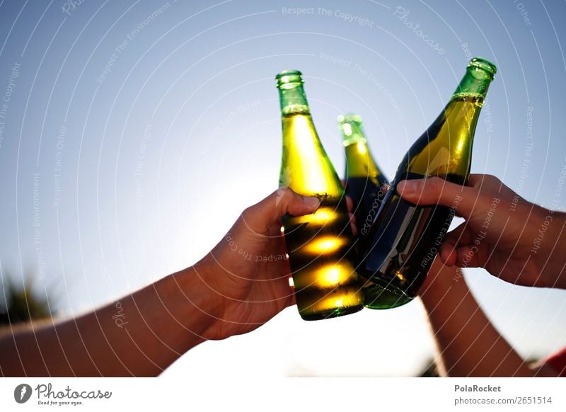 #AS# Auf die Freundschaft Getränk Alkohol Freude Bier Biergarten Bierflasche Flasche Glasflasche Anstoß Feste & Feiern Ritual Gruppenzwang Feierabend genießen