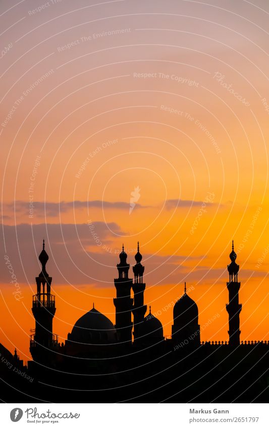 Moschee Al-Rifa'i und Sultan Hassan in Kairo Ferien & Urlaub & Reisen Skyline orange Religion & Glaube Sonnenuntergang Islam Naher und Mittlerer Osten