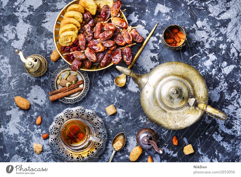 Tasse türkischer Tee Orientalisch trinken Feige Früchte Gesundheit Teekanne Osten heiß Topf Getränk Chinesisch asiatisch Kraut Asien Tisch Östlich arabisch