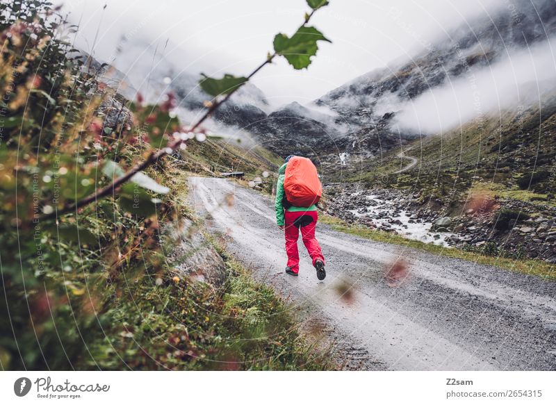 Aufstieg zur Braunschweiger Hütte | E5 Abenteuer Expedition Berge u. Gebirge wandern Mensch Natur Landschaft Wolken Herbst schlechtes Wetter Nebel Alpen