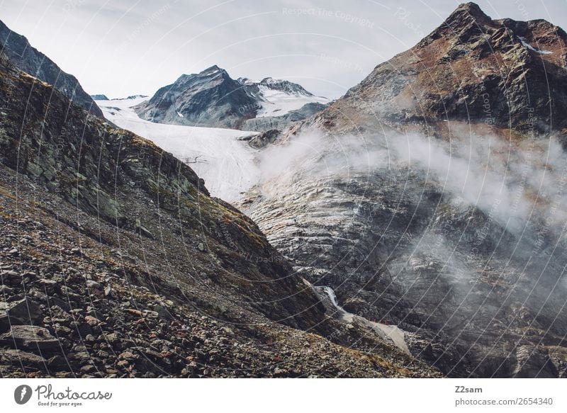 Pitztaler Gletscher | E5 Abenteuer Berge u. Gebirge wandern Natur Landschaft Wolken Herbst schlechtes Wetter Nebel Alpen Gipfel gigantisch hoch Einsamkeit