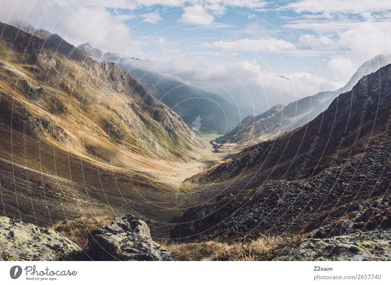 Timmelsjoch | Südtirol | E5 Abenteuer wandern Umwelt Natur Landschaft Himmel Wolken Herbst Schönes Wetter Nebel Alpen Berge u. Gebirge Gipfel Ferne
