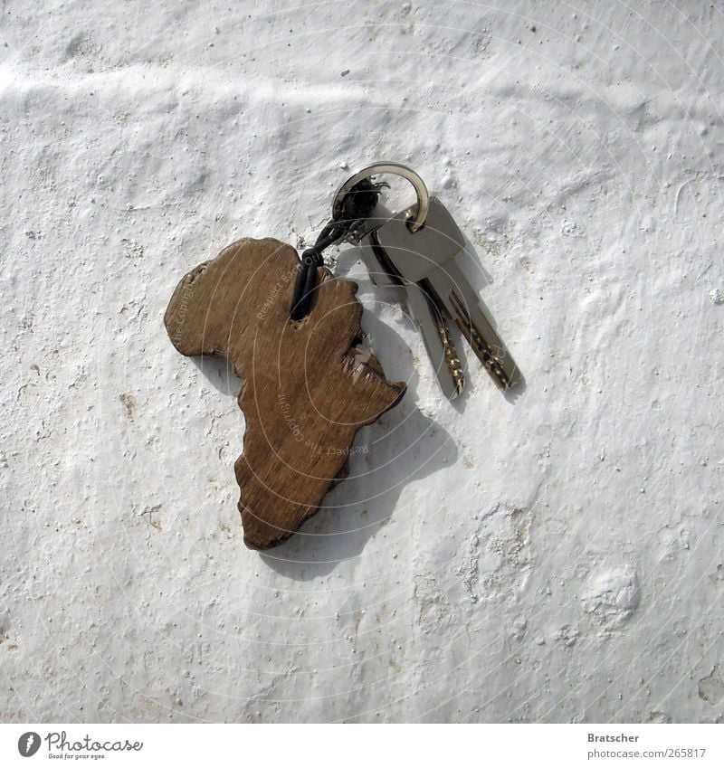 Afrika Seil 2 Mensch Holz Schlüssel weiß Kontinente Schlüsselanhänger Dritte Welt Wand Hotel Erinnerung Textfreiraum unten