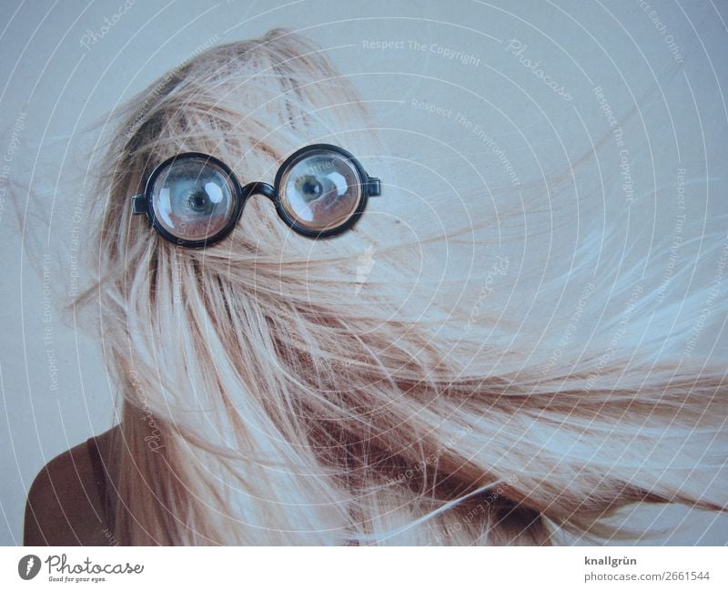 Durchblick Mensch feminin Junge Frau Jugendliche Haare & Frisuren Auge 1 18-30 Jahre Erwachsene Brille beobachten Kommunizieren Blick außergewöhnlich schwarz