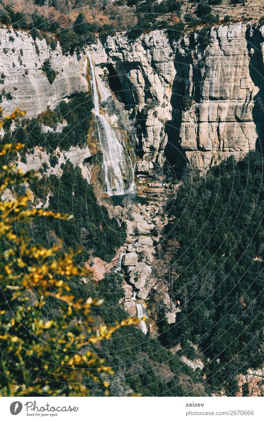 Ein Detail einer Klippe mit Wasserfall schön Windstille Ferien & Urlaub & Reisen Abenteuer Berge u. Gebirge wandern Umwelt Natur Landschaft Pflanze Herbst Baum