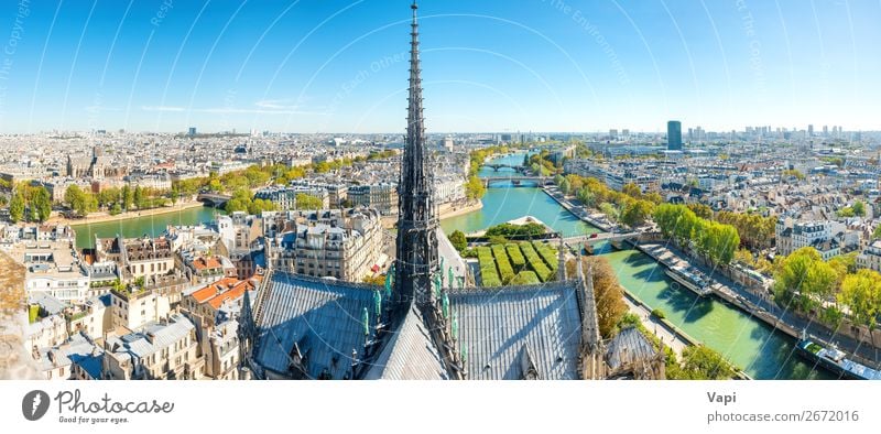Panoramablick von der Notre Dame de Paris de Paris de Paris schön Ferien & Urlaub & Reisen Tourismus Ausflug Abenteuer Ferne Freiheit Sightseeing Städtereise