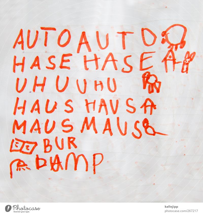 mein haus, mein auto ... Kindererziehung Bildung Kindergarten Schule lernen Zeichen Schriftzeichen schreiben PKW Hase & Kaninchen Uhu Haus Maus Papier