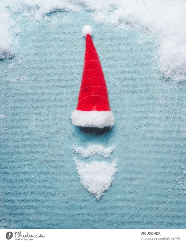 Weihnachtsmann Symbol gemacht mit Schnee und Weihnachtsmütze kaufen Stil Design Freude Winter Party Feste & Feiern Weihnachten & Advent 1 Mensch Mütze