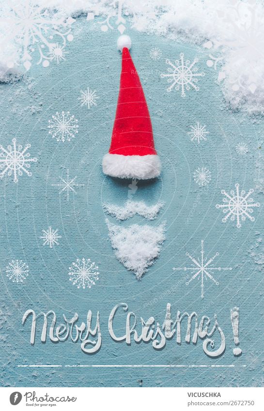 Weihnachtsmann mit Bart und Schnee Stil Design Freude Winter Feste & Feiern Weihnachten & Advent Dekoration & Verzierung Symbole & Metaphern Hipster Sale Text