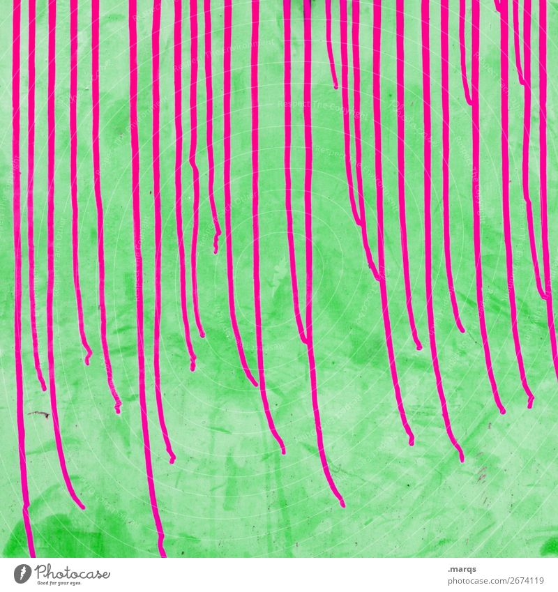 Splatter Anstreicher Mauer Wand Linie außergewöhnlich Coolness trashig grün rosa Farbe Schmiererei Lack Farbfoto Außenaufnahme Detailaufnahme abstrakt Muster