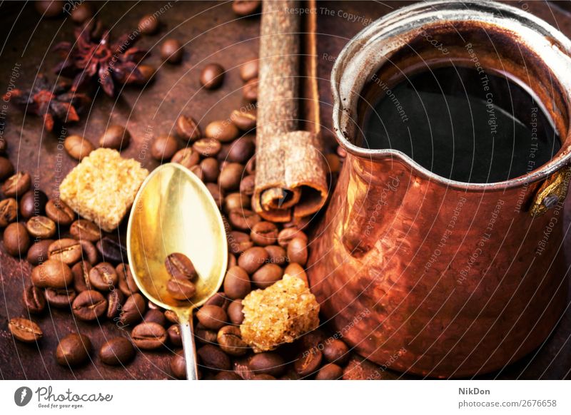 Klassische Kaffeekanne cezve trinken Getränk braun Türkisch Koffein altehrwürdig Stil heiß arabisch kupfer Café dunkel Espresso retro Kantine Orientalisch Aroma