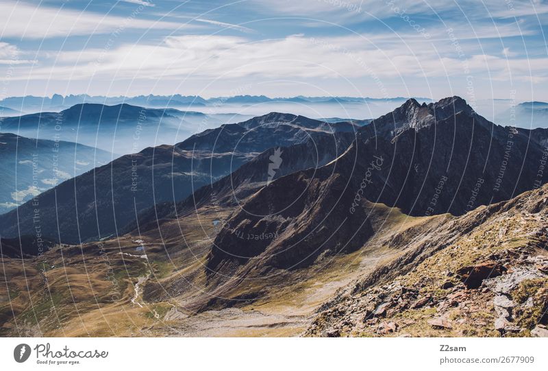 Gipfel des Hirzer | Südtirol wandern Klettern Bergsteigen Natur Landschaft Erde Schönes Wetter Alpen Berge u. Gebirge Ferne hoch natürlich blau grün Einsamkeit