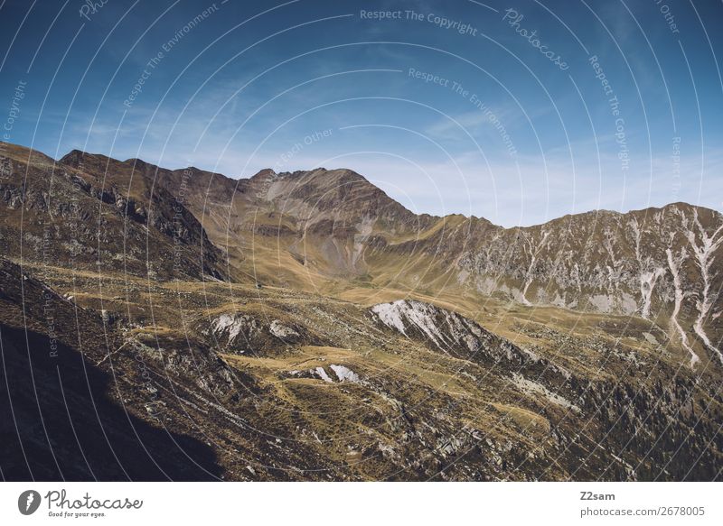 Bergpanorama vom Südtiroler Hirzer | Meran 2000 wandern Klettern Bergsteigen Umwelt Natur Landschaft Wolkenloser Himmel Sommer Schönes Wetter Alpen