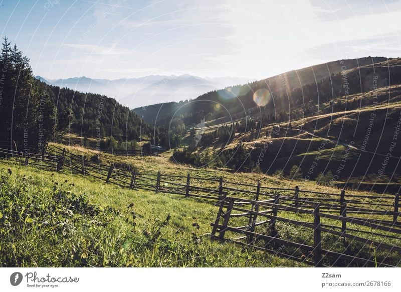 Bergpanorama in Südtirol wandern Umwelt Natur Landschaft Himmel Sonne Sommer Schönes Wetter Alpen Berge u. Gebirge Gipfel ästhetisch frisch gigantisch