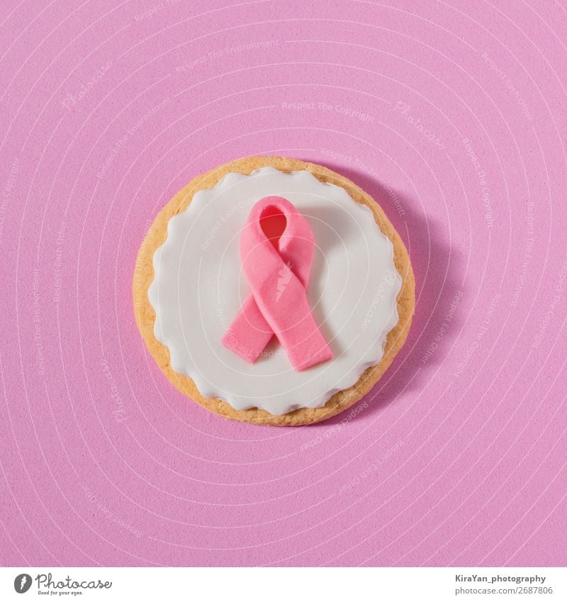 Kekse mit rosa Schleife in Nahaufnahme Design Gesundheitswesen Behandlung Frau Erwachsene Frauenbrust Erde Schnur weiß Hoffnung Krebs Symbole & Metaphern Kuchen