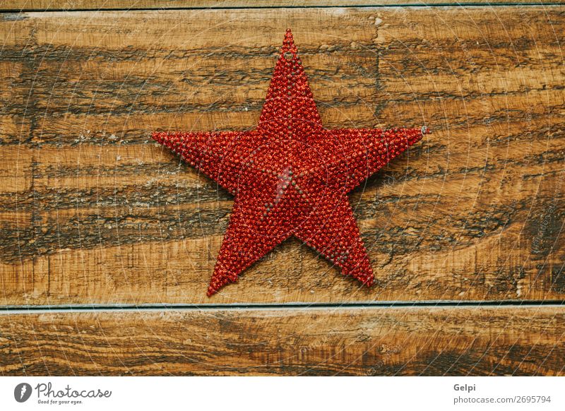 Leuchtend roter Stern zur Dekoration Winter Dekoration & Verzierung Feste & Feiern Weihnachten & Advent Holz Ornament glänzend hell neu weiß Farbe Tradition
