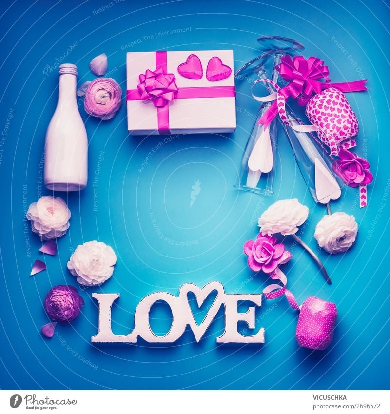 Valentinstag Hntergrund Rahmen in Neon Farben kaufen Stil Design Party Veranstaltung Feste & Feiern Blume Rose Dekoration & Verzierung Liebe violett rosa