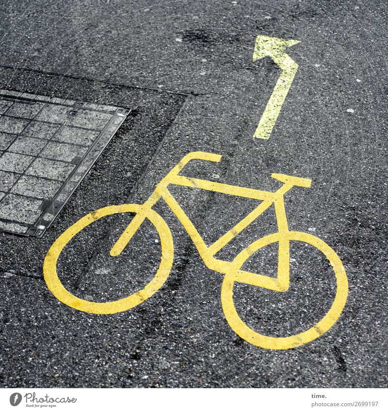 Bike Challenge Basel Verkehr Verkehrswege Fahrradfahren Straße Wege & Pfade Verkehrszeichen Verkehrsschild Asphalt Teer Gully Linie Pfeil Stadt Schutz