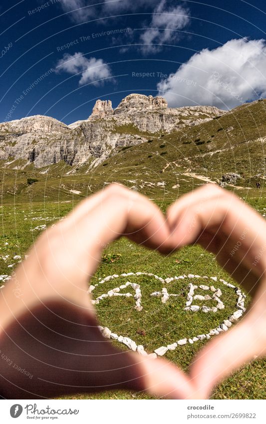 # 835 Drei Zinnen Dolomiten Sextener Dolomiten Weltkulturerbe Hochebene Farbfoto wandern Fußweg Gipfel Bergsteigen Alpen Berge u. Gebirge Schönes Wetter Wiese