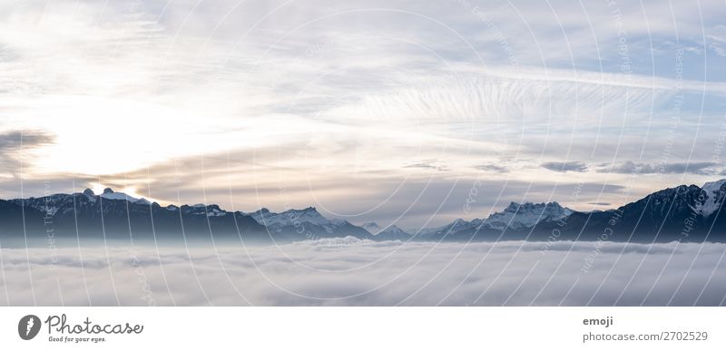 Genfersee Umwelt Natur Landschaft Himmel Winter Nebel Alpen Berge u. Gebirge außergewöhnlich natürlich blau Schweiz Nebelmeer Genfer See Farbfoto Außenaufnahme