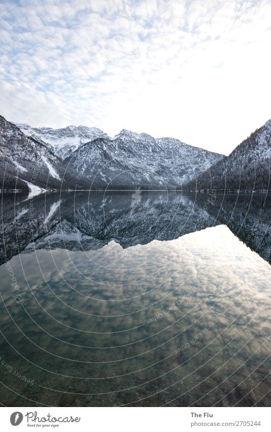 Verkehrte Welt Angeln Umwelt Natur Landschaft Wasser Wolken Sonnenaufgang Sonnenuntergang Sonnenlicht Winter Schönes Wetter Schnee Alpen Berge u. Gebirge Gipfel