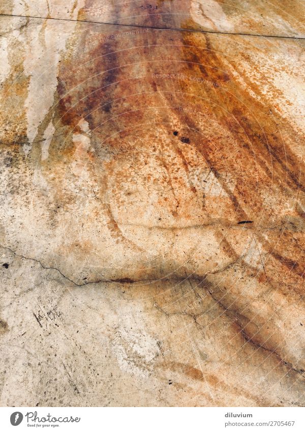 ferrous stains Bodenbelag Stein Metall Wasser Riss Fleck Eisen dreckig kaputt nass orange rot Farbfoto Außenaufnahme Muster Strukturen & Formen Menschenleer