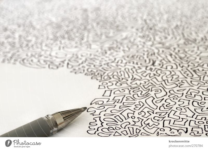 Langzeitgespräch Kunstwerk Kugelschreiber Papier zeichnen Telefongespräch schwarz Ausdauer Kritzelei kritzelnd Krakelei hinkritzeln Doodle Textfreiraum weiß