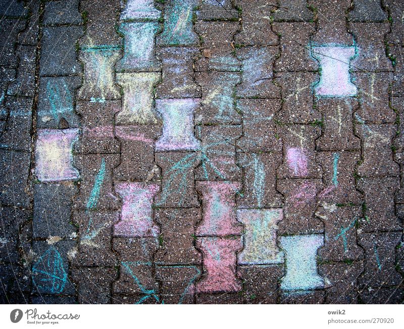 Puzzle Design Kunst Kunstwerk Gemälde Wege & Pfade Pflastersteine Beton authentisch eckig Fröhlichkeit lustig verrückt unten viele blau gelb violett türkis