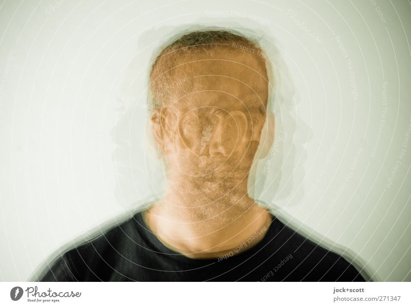 Porträt sechsmal Mann Kopf brünett kurzhaarig Bewegung nerdig Nervosität Identität Konzentration Surrealismus Irritation Wandel & Veränderung Illusion Phantasie