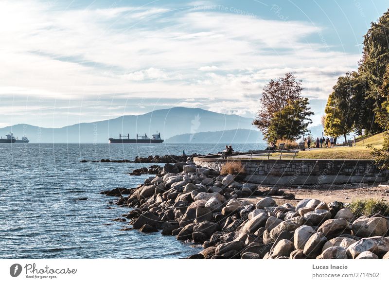 Stanley Park und das Meer in Vancouver, Kanada Sommer Strand Umwelt Natur Sand Himmel Baum Blatt Felsen Küste Skyline Abenteuer Erholung