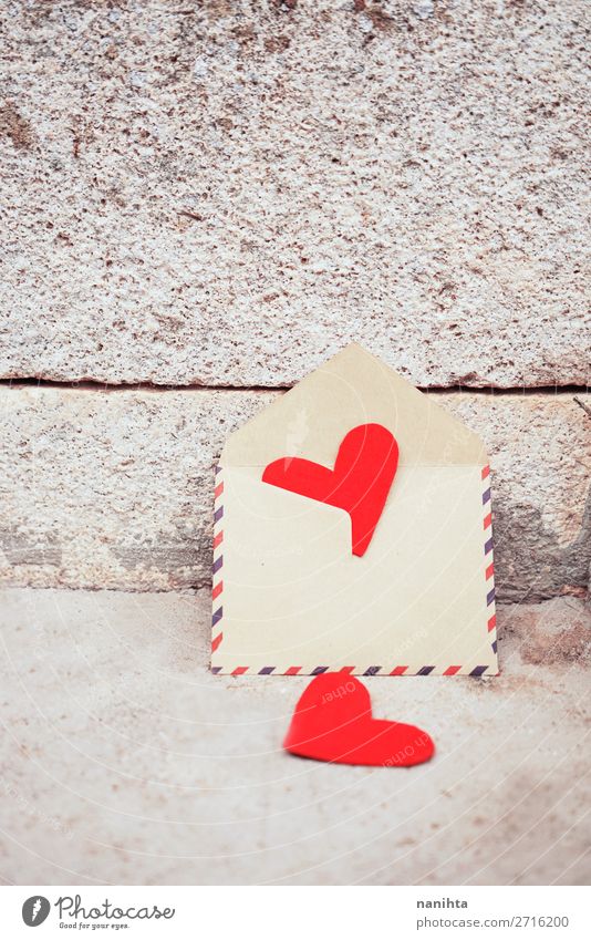 Schöner Hintergrund zum Valentinstag-Thema Stil Design schön Leben Handarbeit Feste & Feiern Familie & Verwandtschaft Paar Papier Herz Liebe einfach