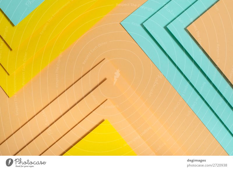 Buntes Polygonpapier-Design. Pastelltöne geometrische Formen Tapete Kunst Papier Streifen retro blau gelb grün rosa Farbe Hintergrund graphisch ine farbenfroh