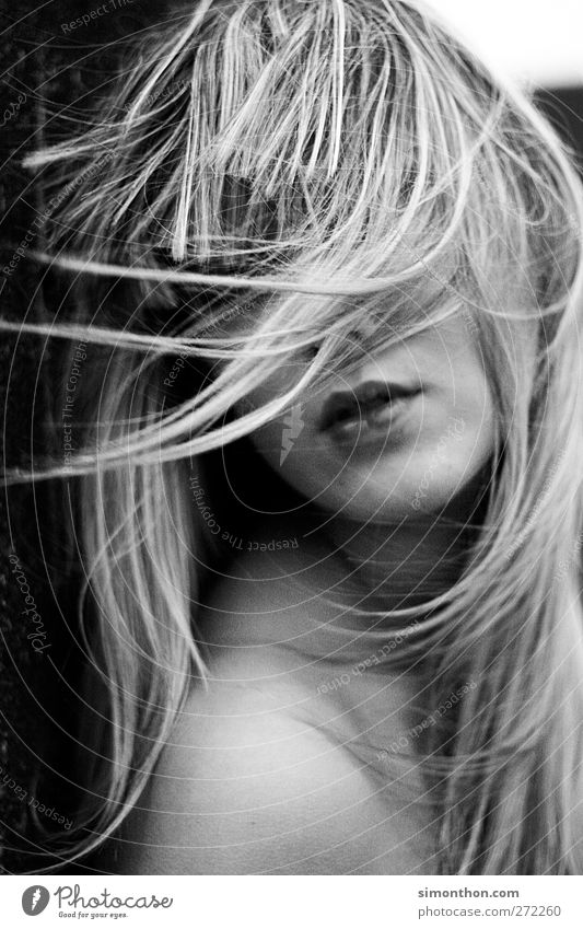 haare im wind 1 Mensch Vertrauen Wind Haare & Frisuren Haarschnitt Haarschopf Haarfarbe blond Lippen Lippenstift Beautyfotografie Model nackt Weiblicher Akt