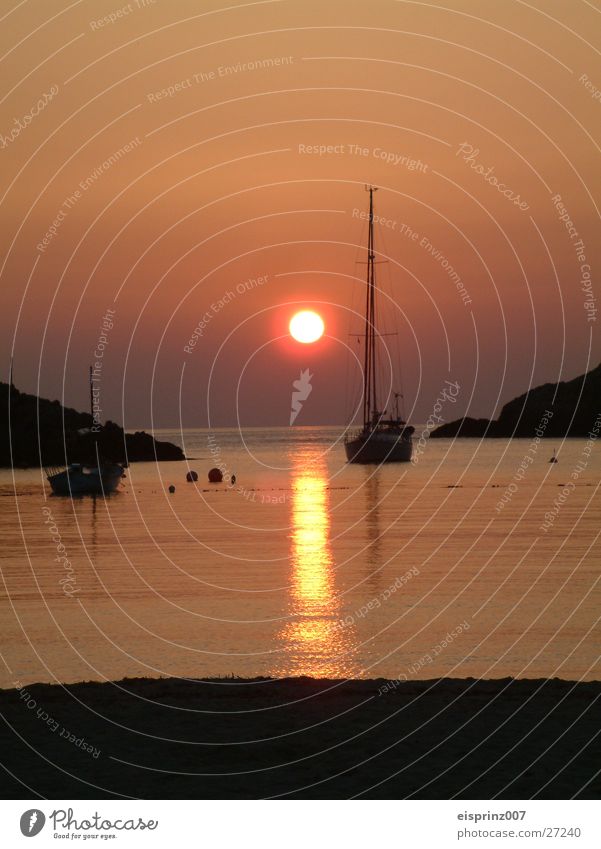ibiza romanze Sonnenuntergang Segelboot Strand Nacht Abendsonne