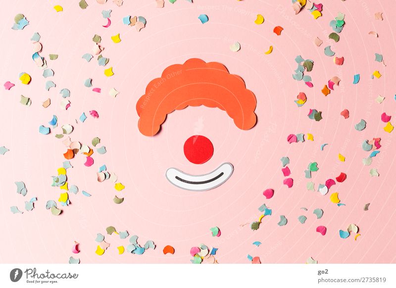 Clown und Konfetti Freude Freizeit & Hobby Basteln Feste & Feiern Karneval Papier Dekoration & Verzierung Zeichen Fröhlichkeit lustig mehrfarbig Gefühle