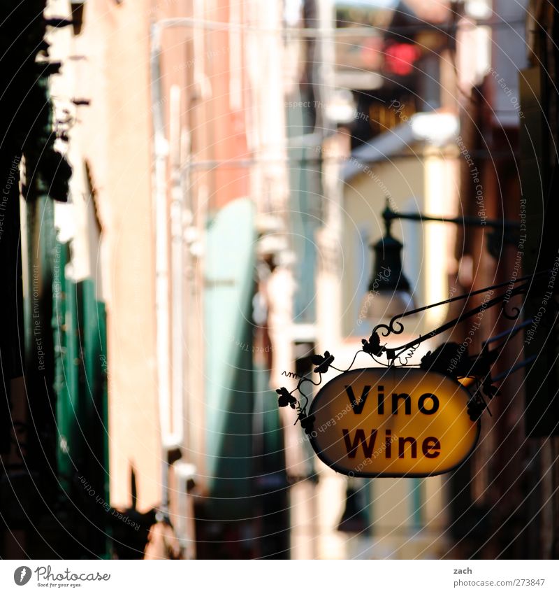 Venezianischer Wein Getränk Alkohol Sekt Prosecco Genußmittel kaufen Venedig Italien Fischerdorf Hafenstadt Altstadt Haus Fassade Schilder & Markierungen Gasse