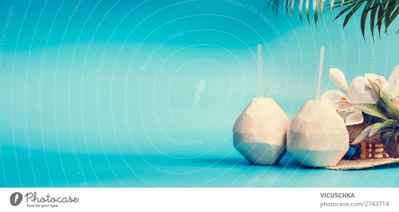 Hintergrund mit Kokosnuss cocktail Getränk Trinkwasser Saft Longdrink Cocktail Stil Design Ferien & Urlaub & Reisen Tourismus Sommer Sommerurlaub Sonnenbad