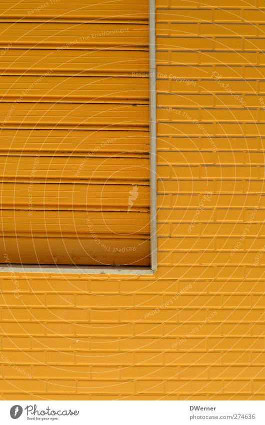 gelb Haus Renovieren Fabrik Industrieanlage Gebäude Architektur Mauer Wand Fassade Fenster Stein Häusliches Leben eckig Farbe Symmetrie Backstein Jalousie
