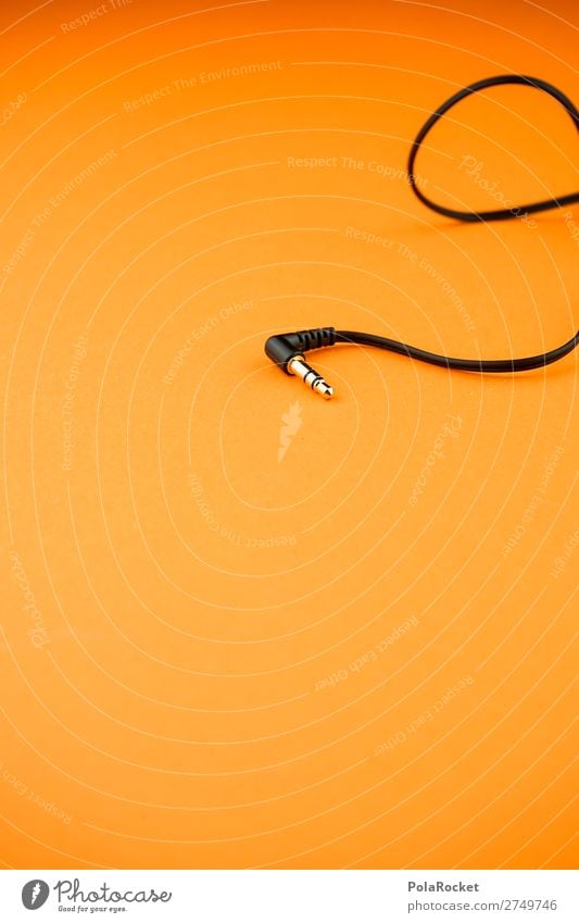 #S# plug in Lifestyle orange Musik Stecker Kopfhörer Plug In schwarz Klinkenstecker hören Freizeit & Hobby Musik hören Farbfoto Innenaufnahme Nahaufnahme