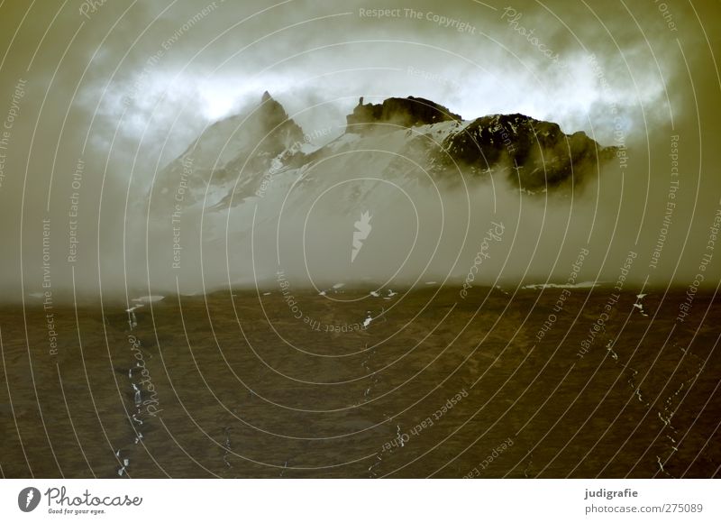 Island Umwelt Natur Landschaft Wolken Gewitterwolken Klima Wetter Felsen Berge u. Gebirge Gipfel außergewöhnlich bedrohlich dunkel gruselig natürlich wild